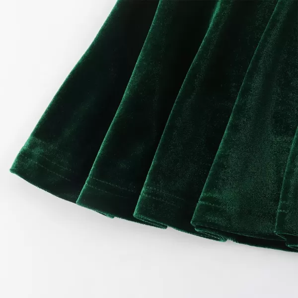 Noomelfish Girls Velvet Stretch Mini Flared Pleated Skater Skirt 412 YearsDark Green