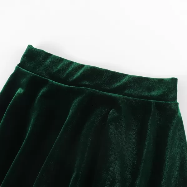 Noomelfish Girls Velvet Stretch Mini Flared Pleated Skater Skirt 412 YearsDark Green