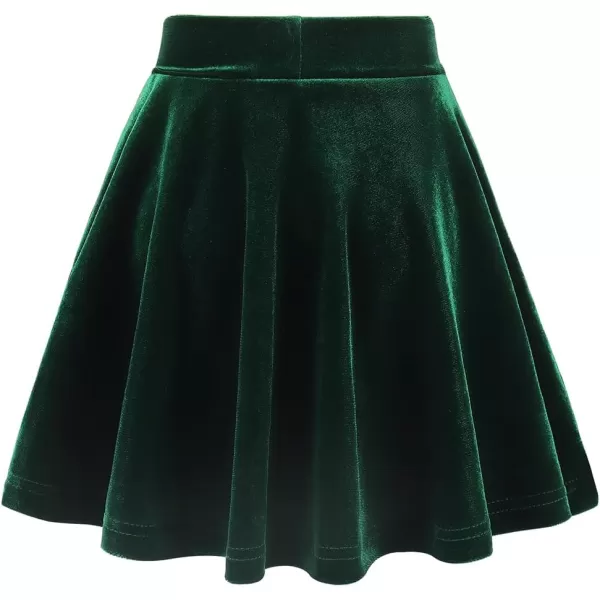 Noomelfish Girls Velvet Stretch Mini Flared Pleated Skater Skirt 412 YearsDark Green
