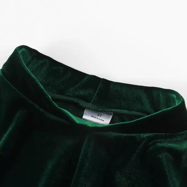Noomelfish Girls Velvet Stretch Mini Flared Pleated Skater Skirt 412 YearsDark Green