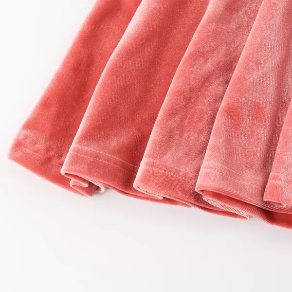 Noomelfish Girls Velvet Stretch Mini Flared Pleated Skater Skirt 412 YearsPink