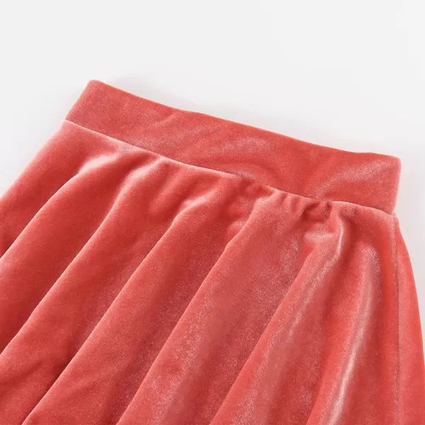 Noomelfish Girls Velvet Stretch Mini Flared Pleated Skater Skirt 412 YearsPink