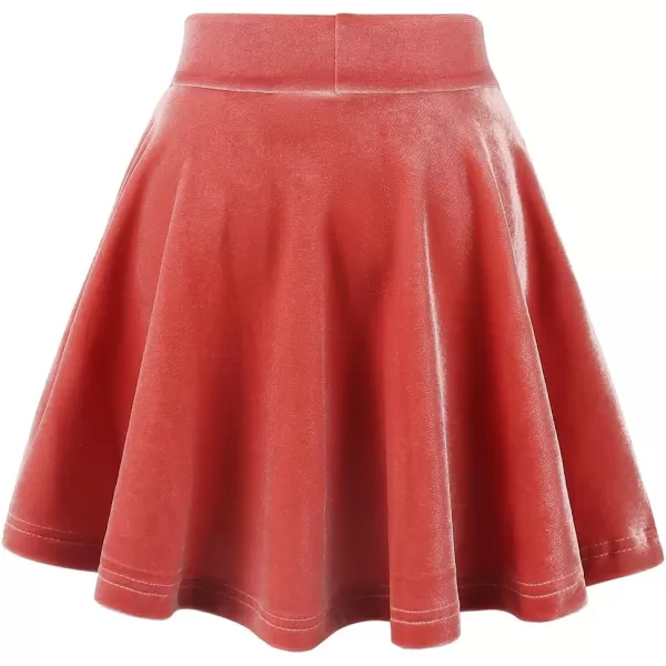 Noomelfish Girls Velvet Stretch Mini Flared Pleated Skater Skirt 412 YearsPink