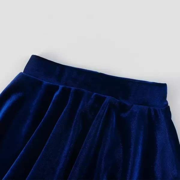 Noomelfish Girls Velvet Stretch Mini Flared Pleated Skater Skirt 412 YearsRoyal Blue