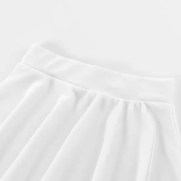 Noomelfish Girls Velvet Stretch Mini Flared Pleated Skater Skirt 412 YearsWhite