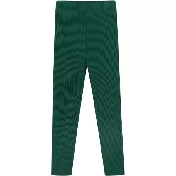 Noomelfish Girls Basic Ribbed Leggings Kids Cotton Kint Footless Full Length Tights Pants 214 YearsDark Green