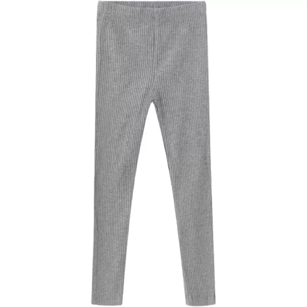 Noomelfish Girls Basic Ribbed Leggings Kids Cotton Kint Footless Full Length Tights Pants 214 YearsGray