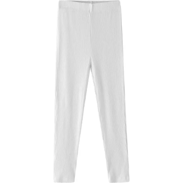 Noomelfish Girls Basic Ribbed Leggings Kids Cotton Kint Footless Full Length Tights Pants 214 YearsWhite