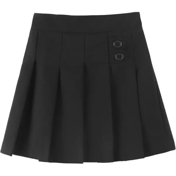 Noomelfish Girls Button Pleated Scooter Skirt School Uniform Skort 512 YearsBlack