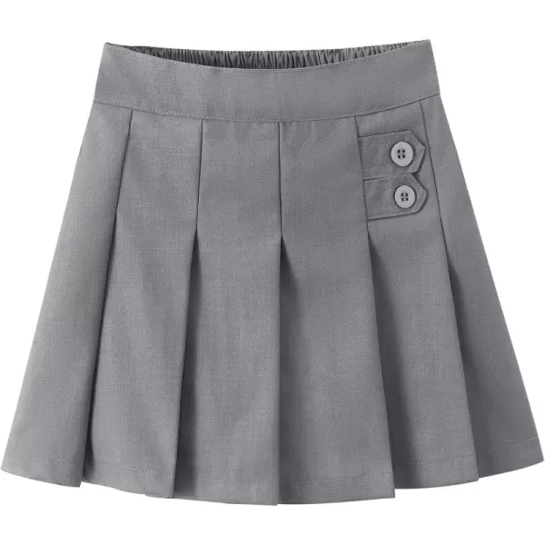 Noomelfish Girls Button Pleated Scooter Skirt School Uniform Skort 512 YearsGrey