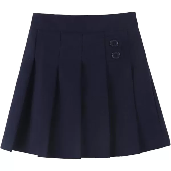 Noomelfish Girls Button Pleated Scooter Skirt School Uniform Skort 512 YearsNavy Blue
