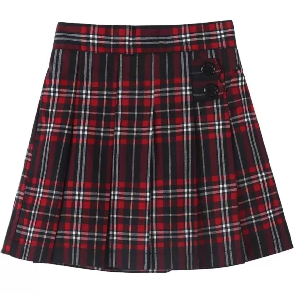 Noomelfish Girls Button Pleated Scooter Skirt School Uniform Skort 512 YearsRed Plaid
