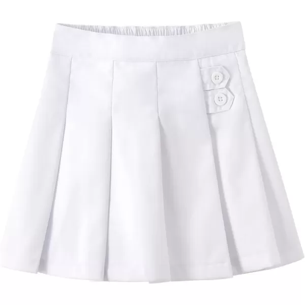 Noomelfish Girls Button Pleated Scooter Skirt School Uniform Skort 512 YearsWhite