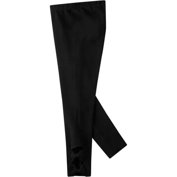 Noomelfish Girls Cotton Bow Stretch Leggings Kids Soft Ankle Length Tights Pants 412 YearsBlack