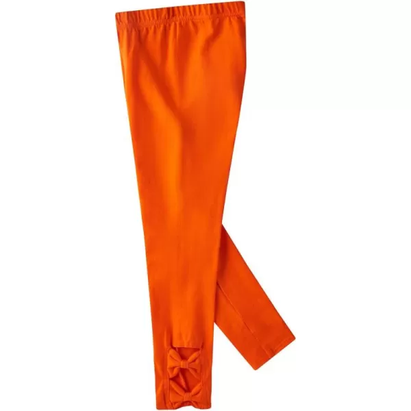 Noomelfish Girls Cotton Bow Stretch Leggings Kids Soft Ankle Length Tights Pants 412 YearsOrange
