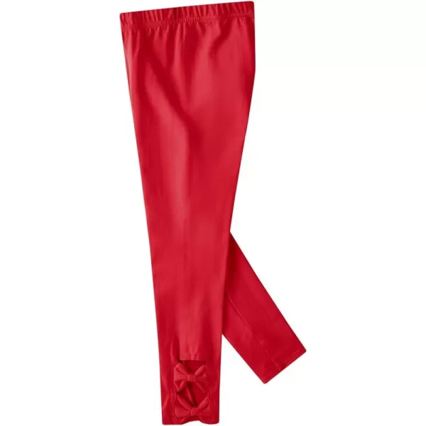 Noomelfish Girls Cotton Bow Stretch Leggings Kids Soft Ankle Length Tights Pants 412 YearsRed