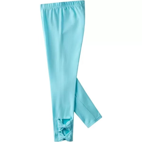 Noomelfish Girls Cotton Bow Stretch Leggings Kids Soft Ankle Length Tights Pants 412 YearsTurquoise