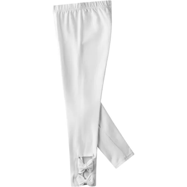 Noomelfish Girls Cotton Bow Stretch Leggings Kids Soft Ankle Length Tights Pants 412 YearsWhite