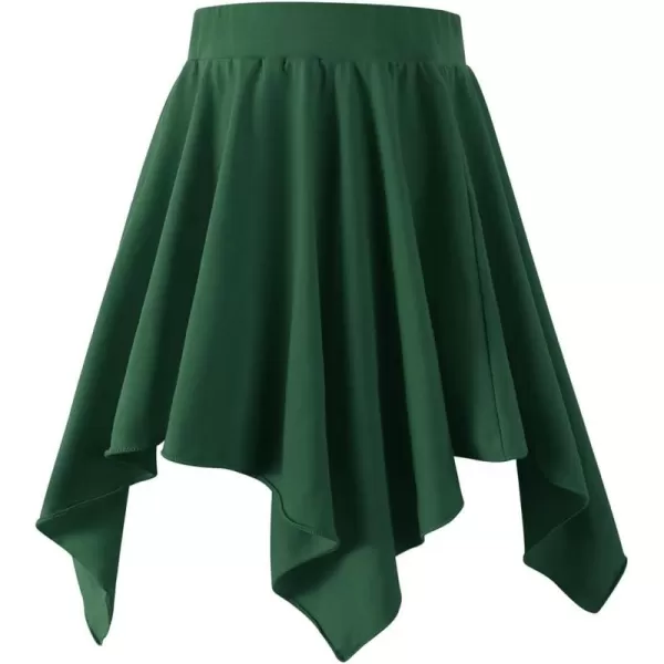 Noomelfish Girls Cotton Handkerchief Hem Twirl Skirt Mini Stretch Dance Skirts 512 YearsDark Green