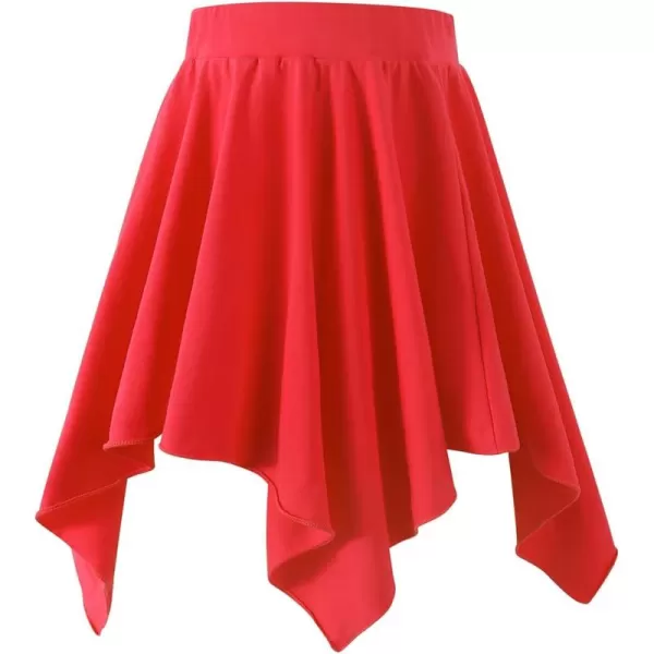 Noomelfish Girls Cotton Handkerchief Hem Twirl Skirt Mini Stretch Dance Skirts 512 YearsRed