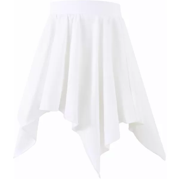 Noomelfish Girls Cotton Handkerchief Hem Twirl Skirt Mini Stretch Dance Skirts 512 YearsWhite