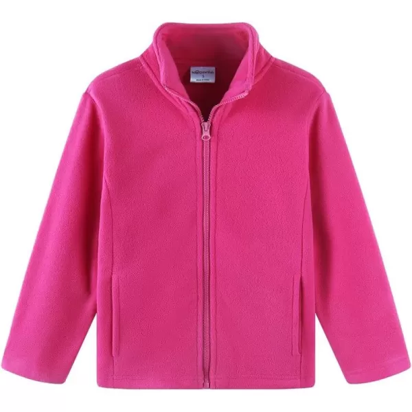 Noomelfish Girls Full Zip Soft Polar Fleece Jacket Outerwear Coat With Pockets 514 YearsHot Pink
