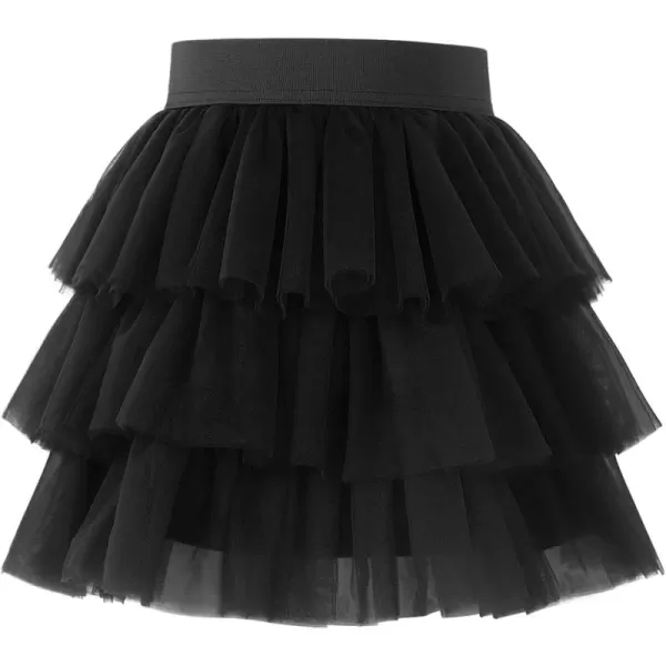Noomelfish Girls Layered Tutu Skirt Ruffle Tiered Tulle Party Dance Skirts 310 YearsBlack
