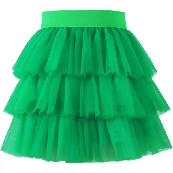 Noomelfish Girls Layered Tutu Skirt Ruffle Tiered Tulle Party Dance Skirts 310 YearsGreen