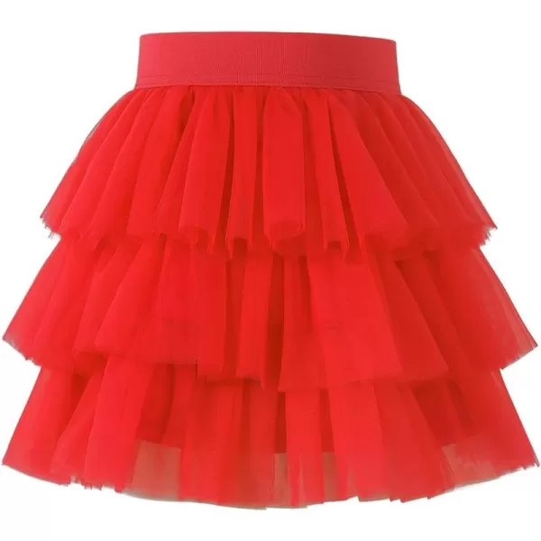 Noomelfish Girls Layered Tutu Skirt Ruffle Tiered Tulle Party Dance Skirts 310 YearsRed