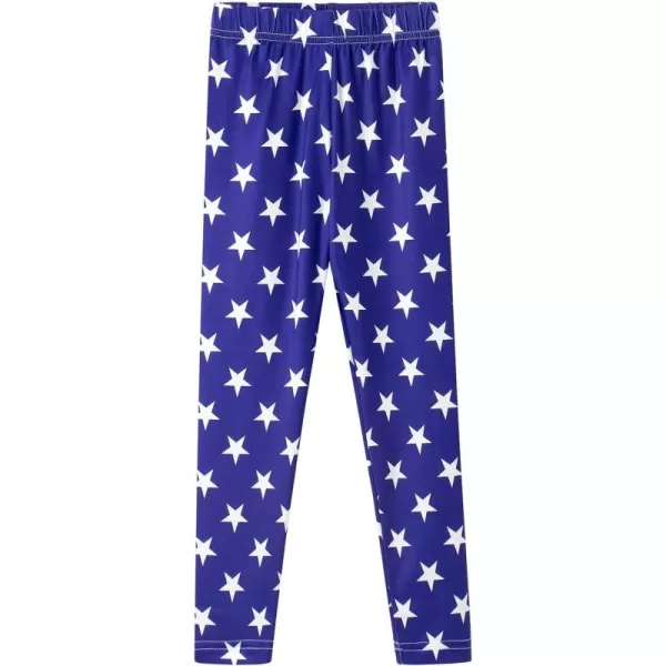 Noomelfish Girls Printed Leggings Soft Full Length Stretch Pants 412 YearsBlue and White Stars