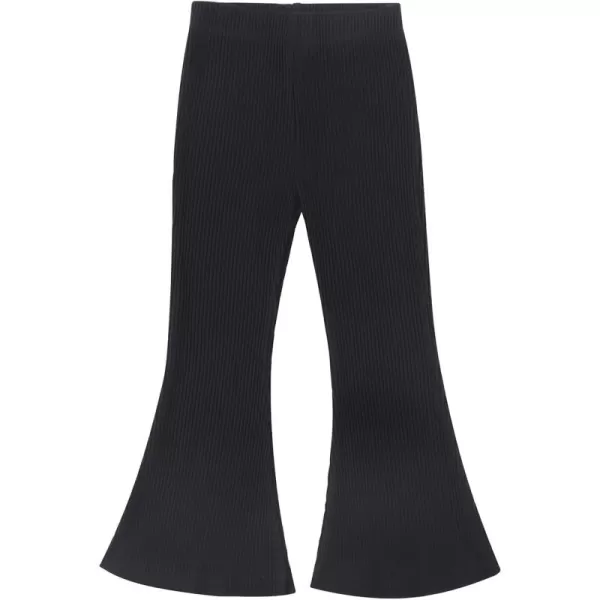 Noomelfish Girls Ribbed Flared Pants Cotton Ruffle Leggings Bell Bottoms 412 YearsBlack
