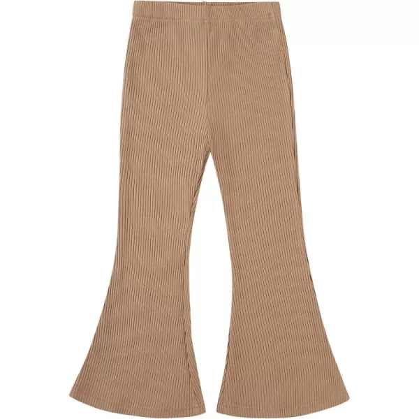 Noomelfish Girls Ribbed Flared Pants Cotton Ruffle Leggings Bell Bottoms 412 YearsDark Khaki