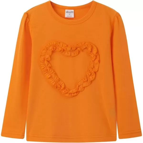 Noomelfish Girls Ruffle Heart TShirts Cute Long Sleeve Tee Tops 412 YearsOrange