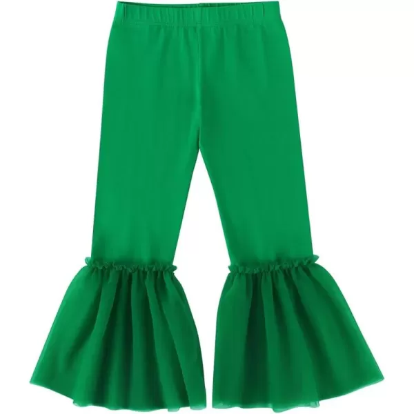 Noomelfish Girls Ruffle Leggings Tulle Bell Bottoms Flare Pants Trousers 310 YearsGreen