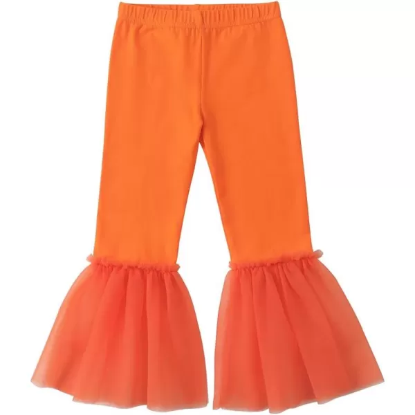 Noomelfish Girls Ruffle Leggings Tulle Bell Bottoms Flare Pants Trousers 310 YearsOrange
