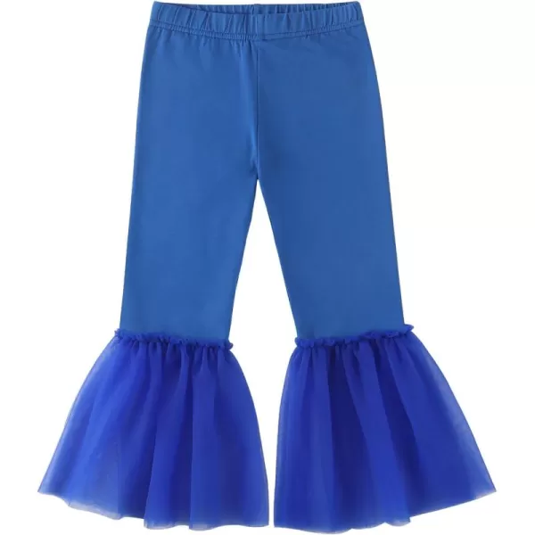 Noomelfish Girls Ruffle Leggings Tulle Bell Bottoms Flare Pants Trousers 310 YearsRoyal Blue