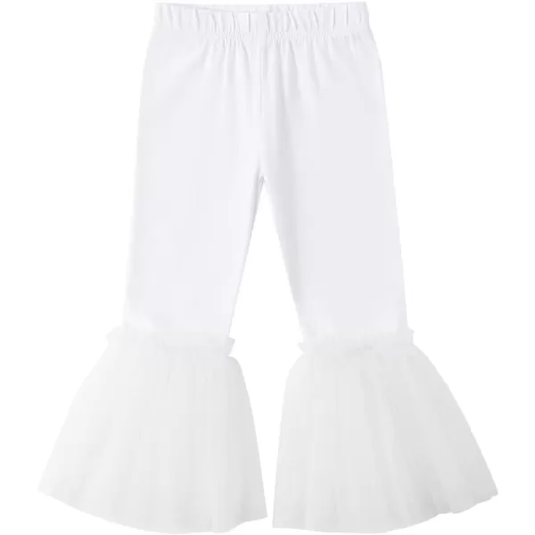 Noomelfish Girls Ruffle Leggings Tulle Bell Bottoms Flare Pants Trousers 310 YearsWhite