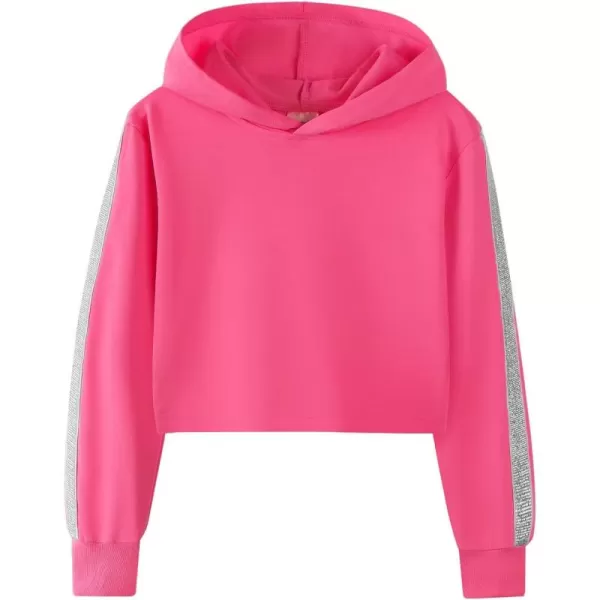 Noomelfish Girls Sparkle Long Sleeve Crop Tops Cropped Hoodies Pullover Sweatshirts 514 YearsHot Pink