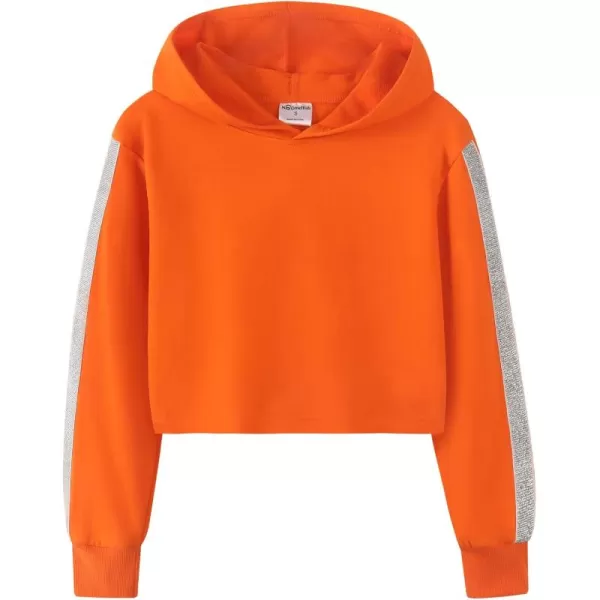 Noomelfish Girls Sparkle Long Sleeve Crop Tops Cropped Hoodies Pullover Sweatshirts 514 YearsOrange