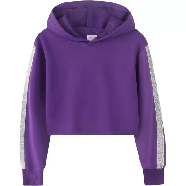 Noomelfish Girls Sparkle Long Sleeve Crop Tops Cropped Hoodies Pullover Sweatshirts 514 YearsPurple