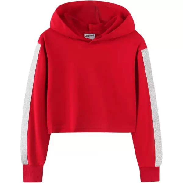 Noomelfish Girls Sparkle Long Sleeve Crop Tops Cropped Hoodies Pullover Sweatshirts 514 YearsRed