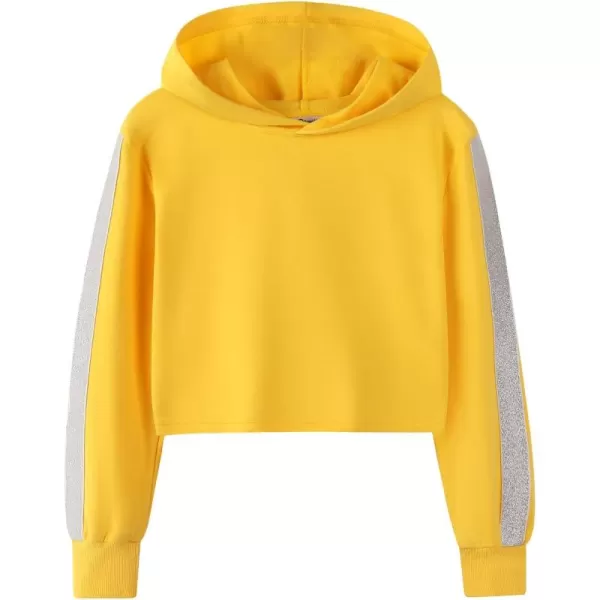 Noomelfish Girls Sparkle Long Sleeve Crop Tops Cropped Hoodies Pullover Sweatshirts 514 YearsYellow