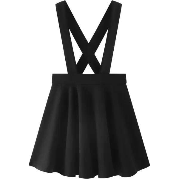 Noomelfish Girls Suspender Skater Skirt Stretchy Cotton Flared Overall Dress 512 YearsBlack