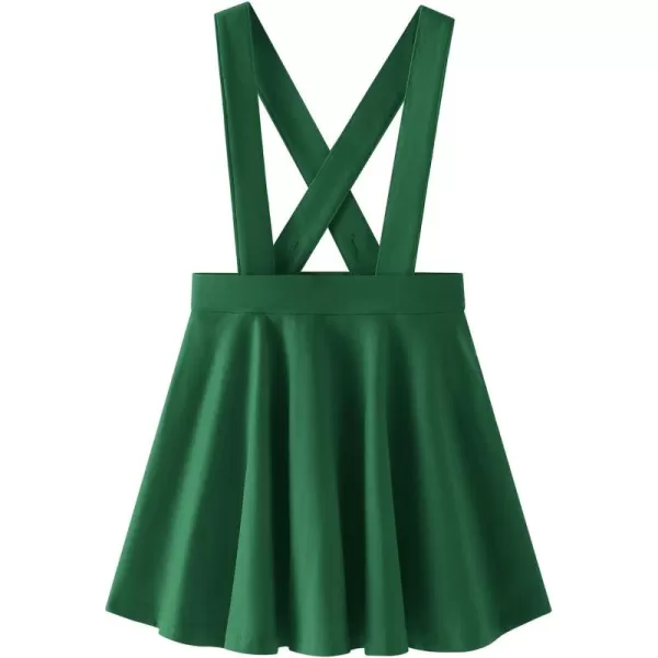 Noomelfish Girls Suspender Skater Skirt Stretchy Cotton Flared Overall Dress 512 YearsDark Green