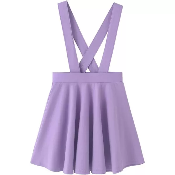Noomelfish Girls Suspender Skater Skirt Stretchy Cotton Flared Overall Dress 512 YearsLight Purple