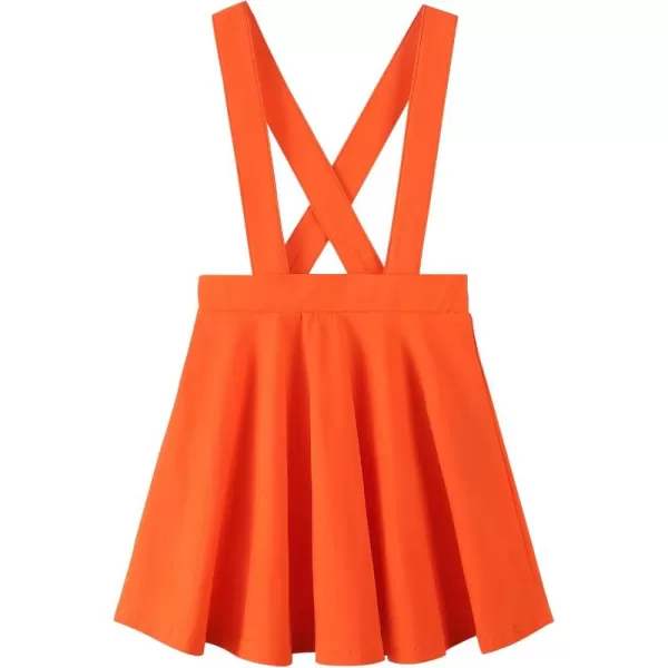 Noomelfish Girls Suspender Skater Skirt Stretchy Cotton Flared Overall Dress 512 YearsOrange