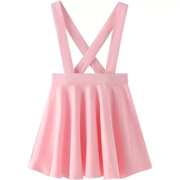 Noomelfish Girls Suspender Skater Skirt Stretchy Cotton Flared Overall Dress 512 YearsPink