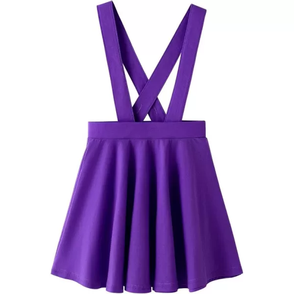 Noomelfish Girls Suspender Skater Skirt Stretchy Cotton Flared Overall Dress 512 YearsPurple