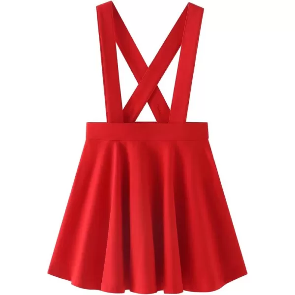 Noomelfish Girls Suspender Skater Skirt Stretchy Cotton Flared Overall Dress 512 YearsRed
