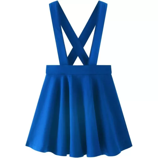 Noomelfish Girls Suspender Skater Skirt Stretchy Cotton Flared Overall Dress 512 YearsRoyal Blue